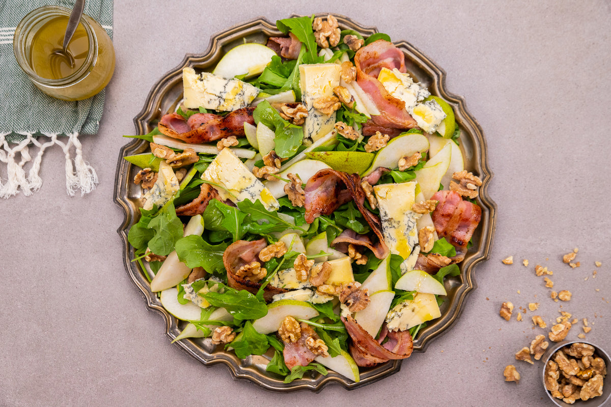Rocket, Pear, Walnut, & Blue Cheese Salad – Airborne Honey