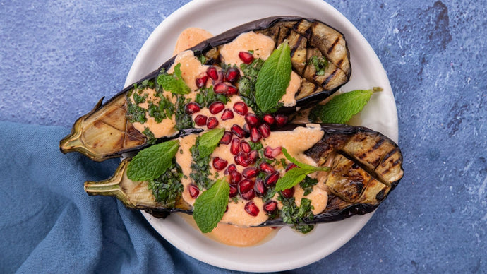 BBQ Aubergine with Chilli Buttermilk & Herb Sauce