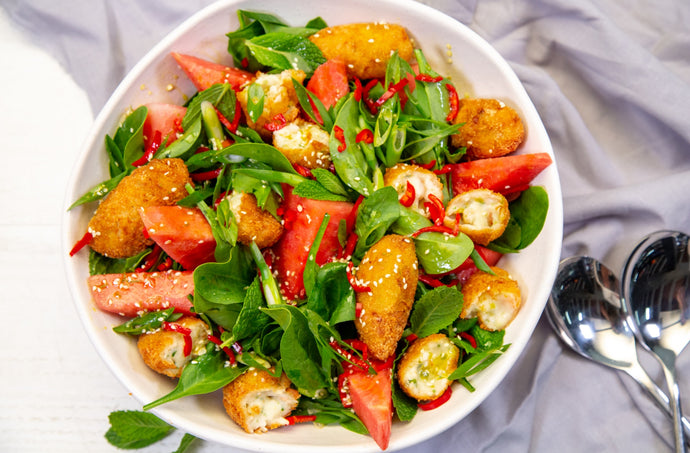 Prawn Croquette, Watermelon & Mint Salad Recipe